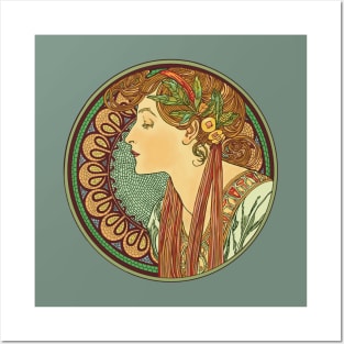 Mucha cameo (on mint) Posters and Art